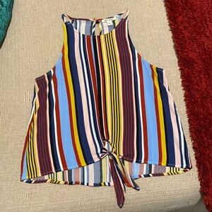 Halter top, multi-colored, Size S with a ties not at the bottom.